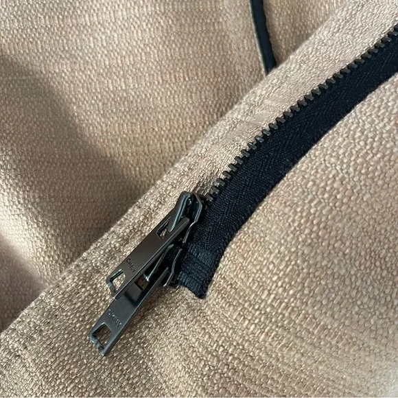 Vintage 90s DKNY Donna Karan Made In Italy Linen Blend Zip Jacket Beige Medium - Picture 9 of 10